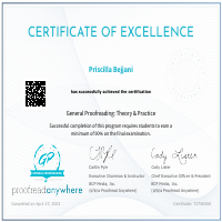 Proofreading Certificate