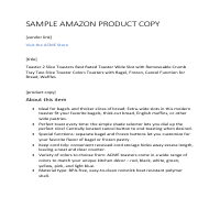 Sample Amazon Product Copy