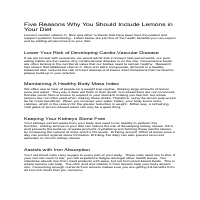 Five Reasons Why You Should Include Lemons in Your Diet