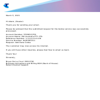 Sample Email Response for Service Activations