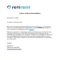 Letter of Recommendation