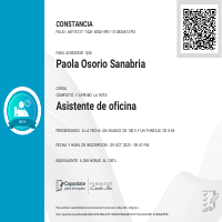 Certificado Asistente de Oficina