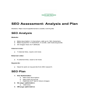 SEO Assessment: Analysis and Plan