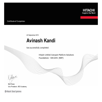 Certfied on Hitachi's UCP oundations