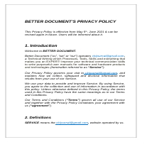 Written Privacy Policy for a website last day
