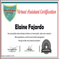 Virtual Assistant Certificate of Completion