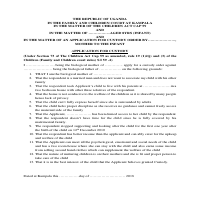 Application for custody