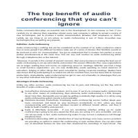 Topic-Top benefits of audio conferencing 