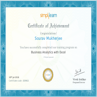 Certificate - Business Analyst With Excel