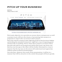 PITCH UP YOUR BUSINESS