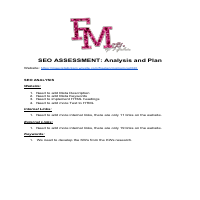 SEO Assessment: Analysis and Planning (Basic)