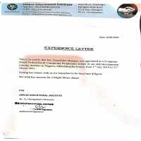 EXPERIENCE CERTIFICATE