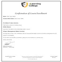 Project management course enrollment confirmation.