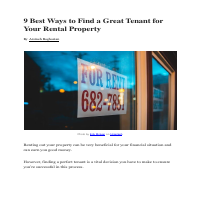 9 Ways to find a great tenant