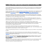 Article on the recent news of vaccines for covid19 in India