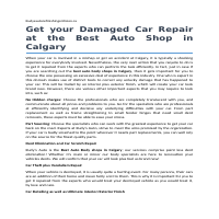 Topic-Best Auto Body shops in Calgary