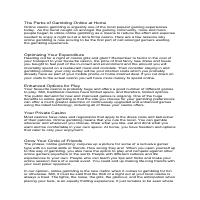 The Perks of Gambling Online at Home