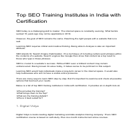 SEO Training Institutes | Blog Post 