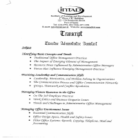 Executive Assistant Transcript of topics learnt