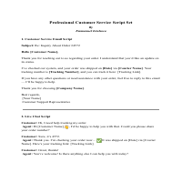 Customer Service script