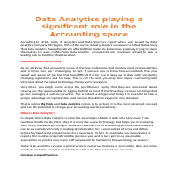 Data Analytics playing a major role in the Accounting