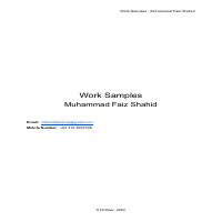 M Faiz Shahid - Work Samples Document