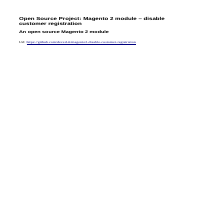 Open Source Project: Magento 2 disable customer registration