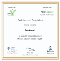 This is my online certificate of Data Entry Operator.