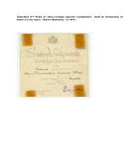 Awards and Work Commendation