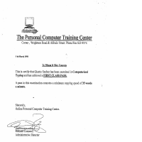 Grade level certificate in typing