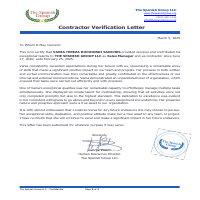 Letter of  recommendation from HR 