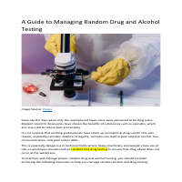 Managing Drug and Alcohol Tests