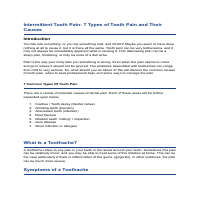 Intermittent Tooth Pain