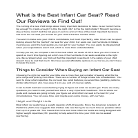 Best Infant Car Seat Product Review