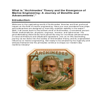 Archimedes Theory and the Emergence of Marine Engineering