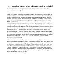 Is it possible to eat a without gaining weight?