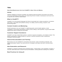 SEO blog on using ChatGPT for small business productivity