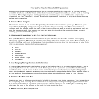 House Organizing Article Sample