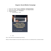Organic Social Media Campaign/ Marketing