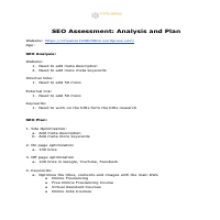 SEO Assessment: Analysis and Plan