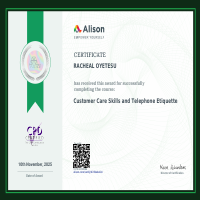 Customer  care skills and telephone certificate 