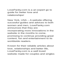 LovePanky Press Release