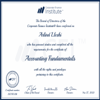 Professional training cert.