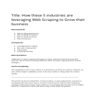 Technical Article on Data Analytics