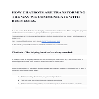 About Chatbots and Businesses