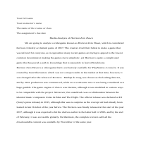 A video game analysis Essay