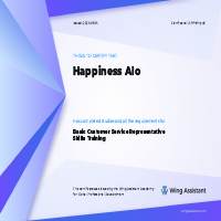 Customer support certificate 