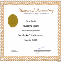 QuickBooks Online Bootcamp Certificate