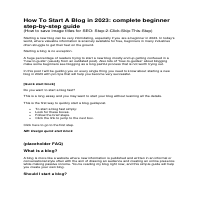 Article writing Work Sample 1