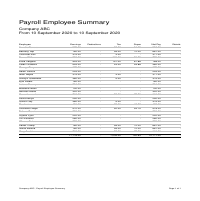 Xero - Payroll Employee Summary